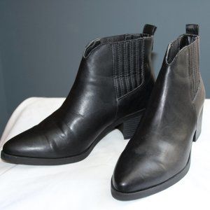 Dune Black Faux Leather Ankle Booties